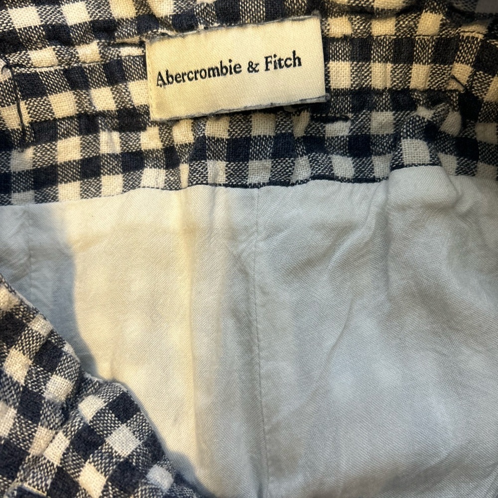 Abercrombie & Fitch Women’s XS Black White Gingham Linen Blend Wide Leg - Picture 15 of 15
